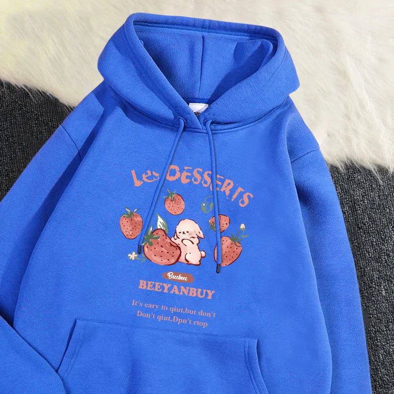 Sudadera Soraya con capucha y motivos de fresas y conejitos