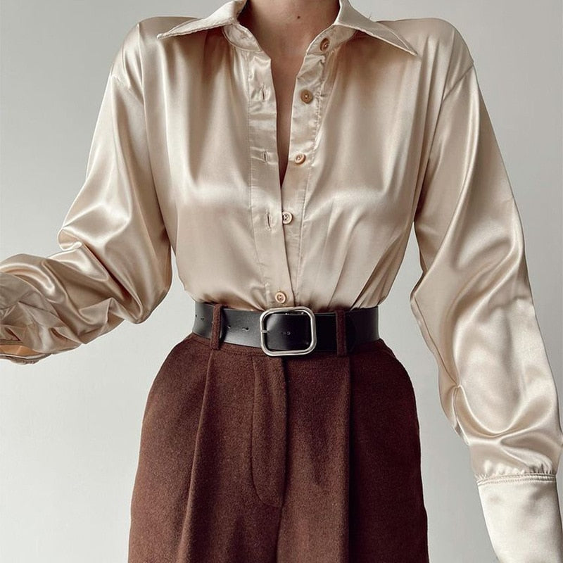 WijnandasBlusa I Blusa De Raso Para Mujer