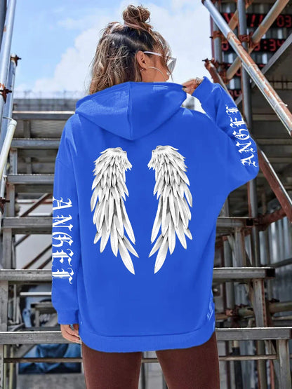 Heidi | Sudadera holgada con capucha y estampado de alas para mujer