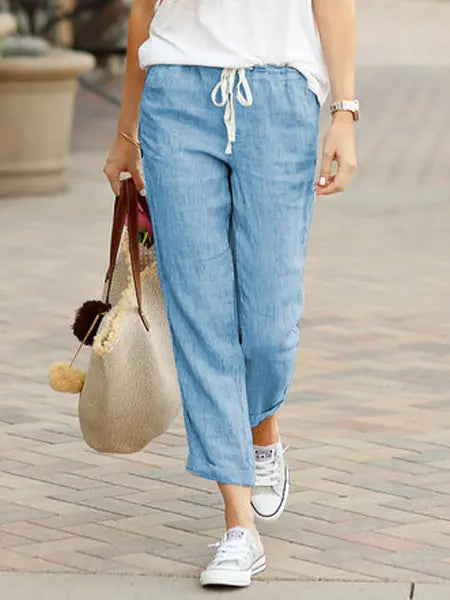 Pantalones con cordón de algodón