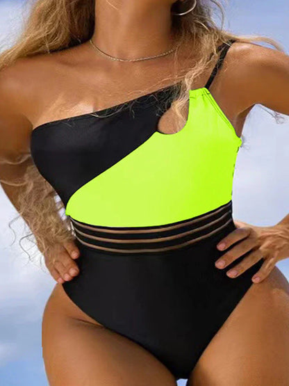 Bikini bañador para mujer tela panel patchwork body