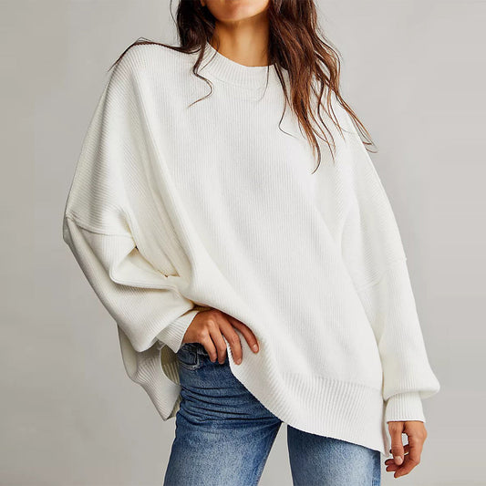 Fayette | Elegante jersey rojo de mujer de manga larga y cuello redondo