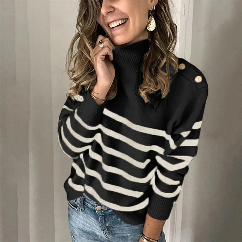 Nataly - jersey de punto a rayas con cuello alto