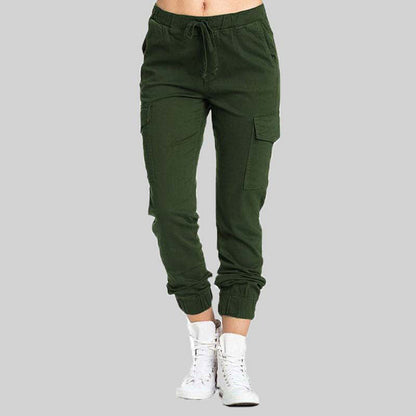 Pantalones casuales con bolsillos para mujer