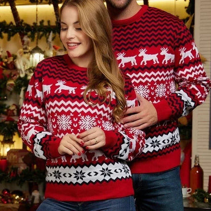 Stefan | Cálido jersey de punto con rayas y estampado navideño para hombre y mujer