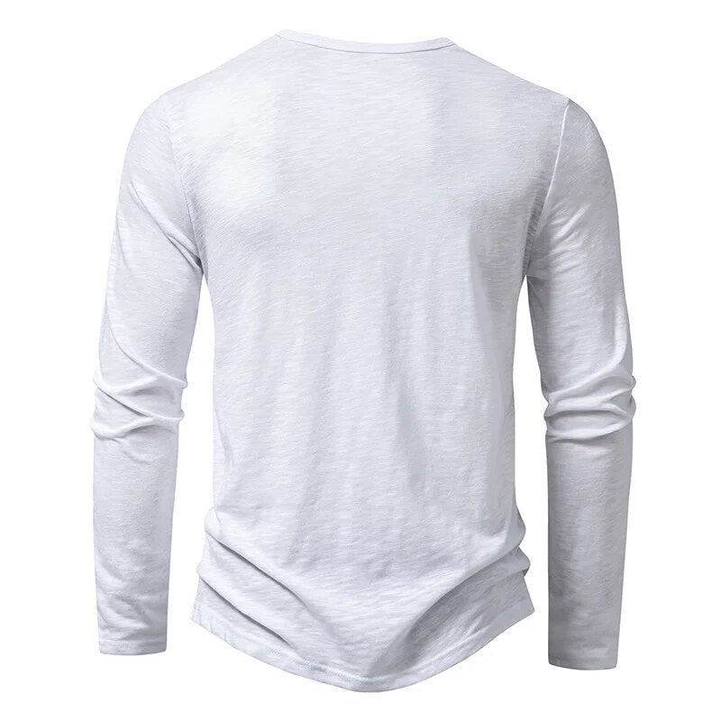 Męska Koszulka Henley Z Długim Rękawem