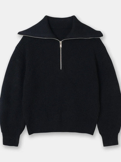 Madeleine | Jersey de cuello alto con solapa a rayas