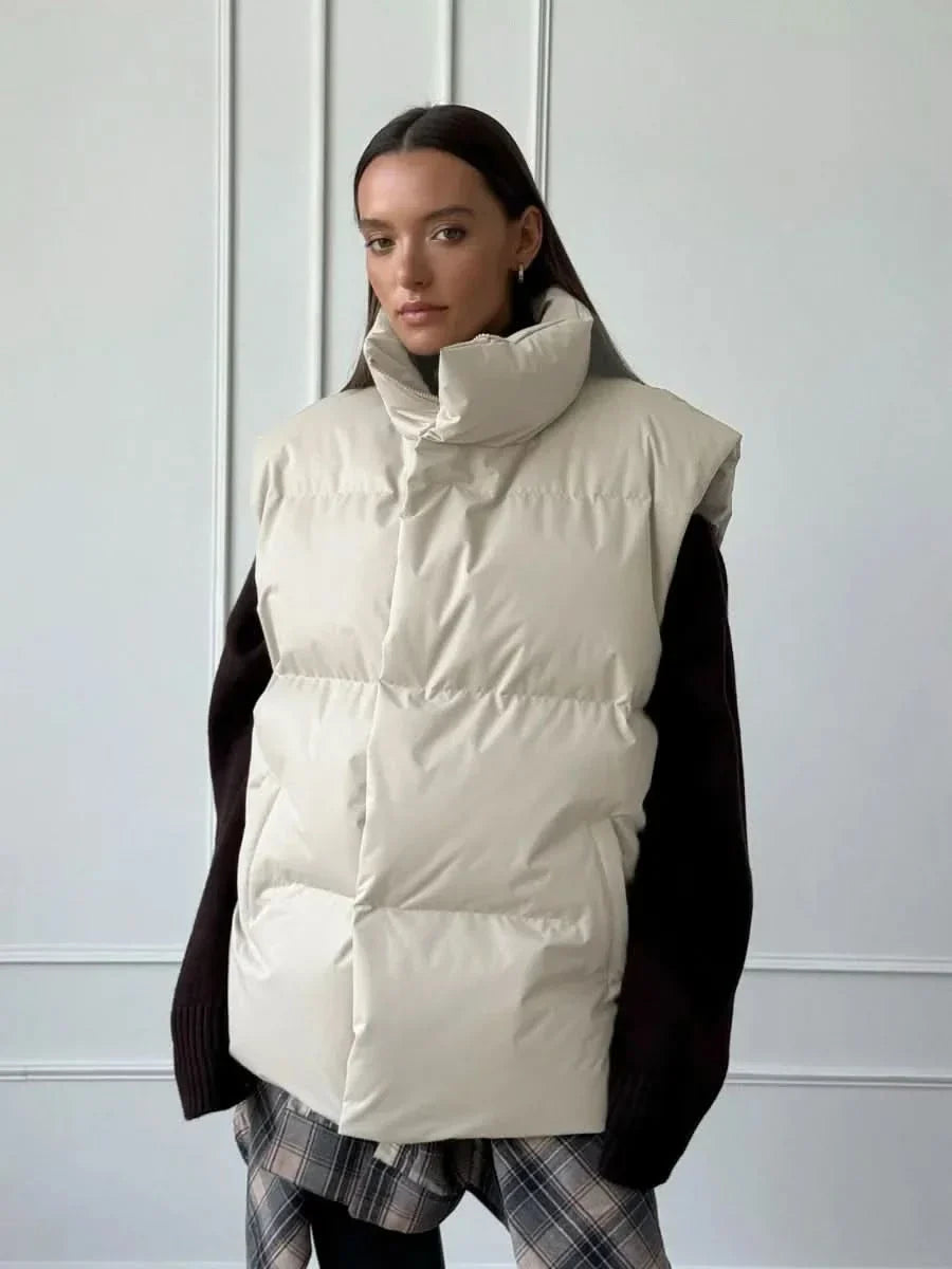 Chaleco de invierno cálido y grueso - aislante, elegante y acogedor para mujer