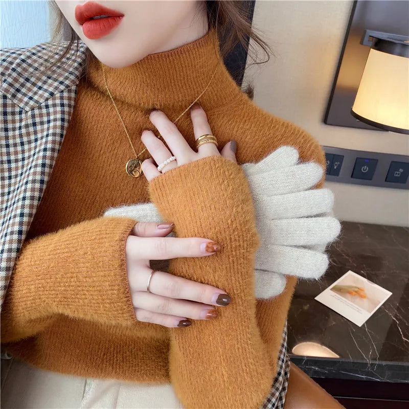 Danielle - cálido jersey de punto de cuello alto