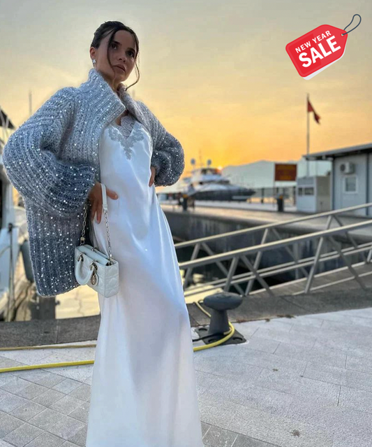Clara | el elegante cárdigan de seda brillante