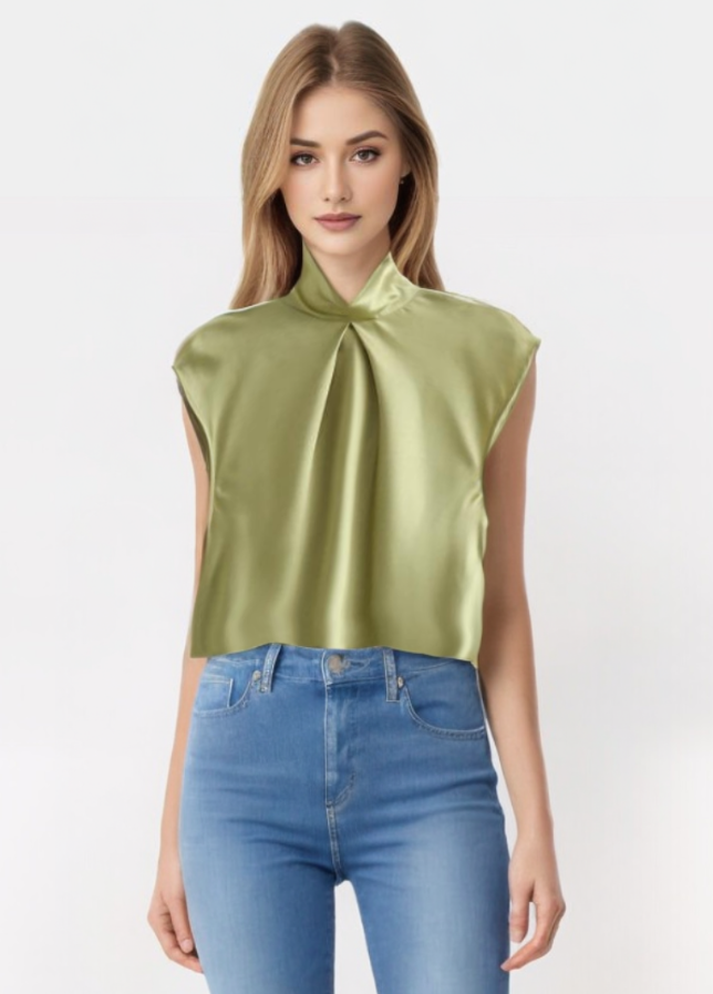 Ryza | Elegante blusa de satén sin mangas