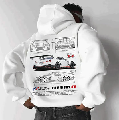 Maxime | Sudadera oversize con capucha y motivos de carreras para un look atrevido