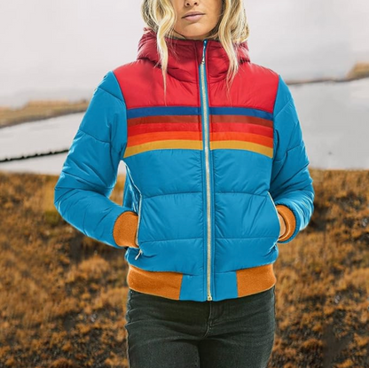 Malau™ - Chaqueta de plumón retro multicolor