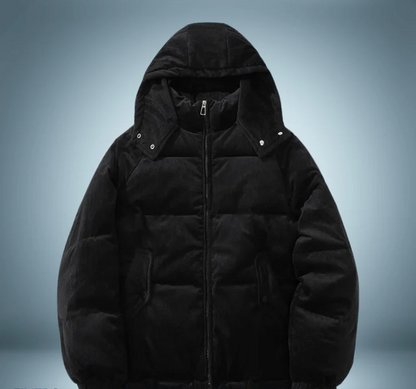Chaqueta de plumón marrón con capucha