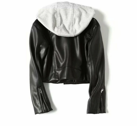 Elegante chaqueta de cuero con capucha para mujer | Chaqueta chic/legante Ideal para cada temporada