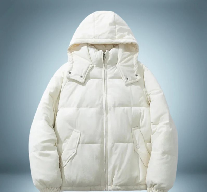 Chaqueta de plumón marrón con capucha