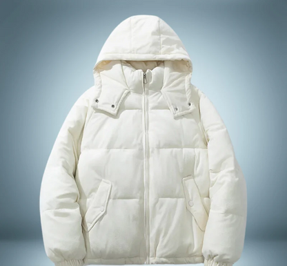Chaqueta de plumón marrón con capucha