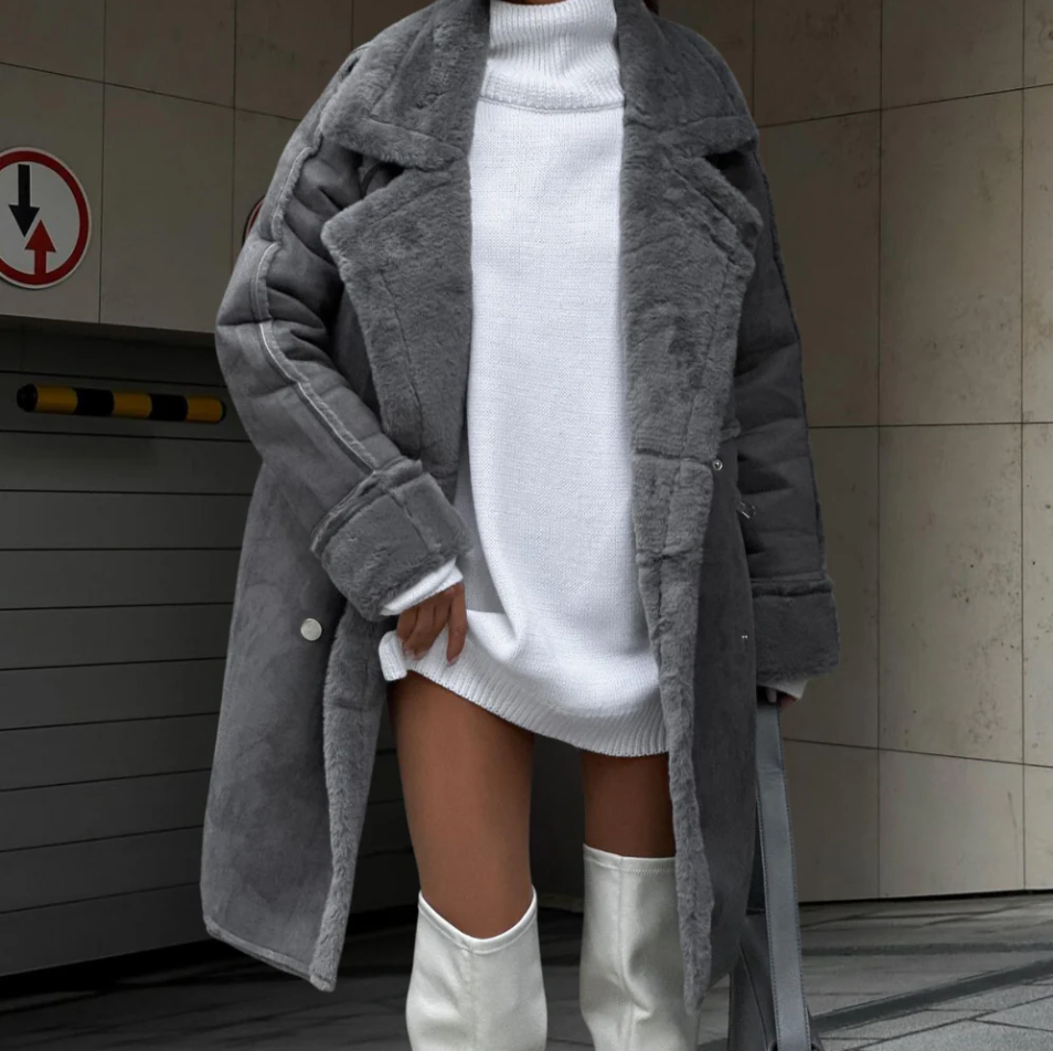 Aitana | elegante chaqueta larga de felpa para mujer