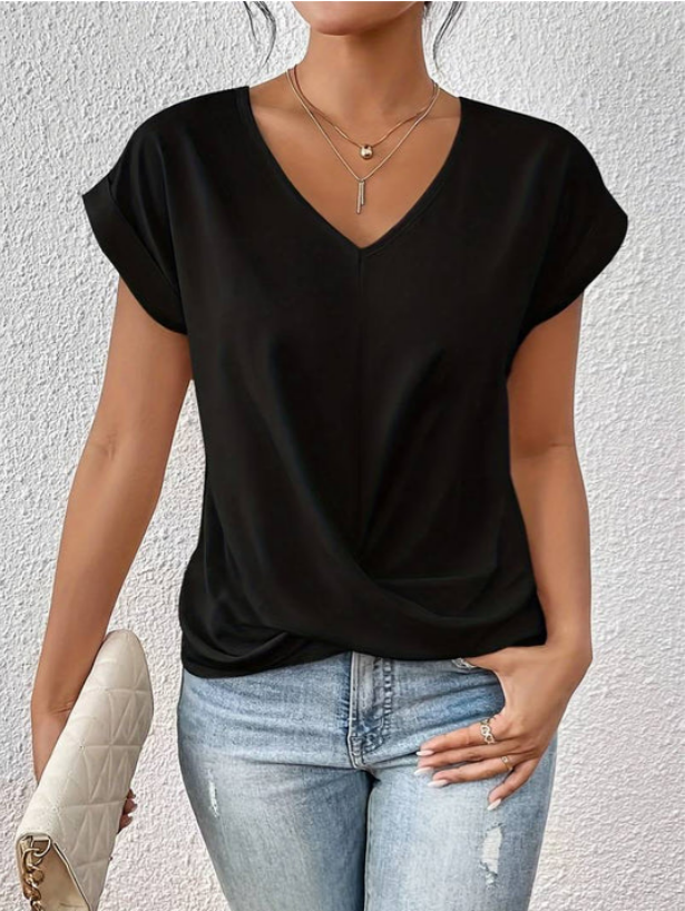 Aurelia | Blusa Casual Drapeada Cuello en V para Mujer