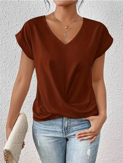 Aurelia | Blusa Casual Drapeada Cuello en V para Mujer