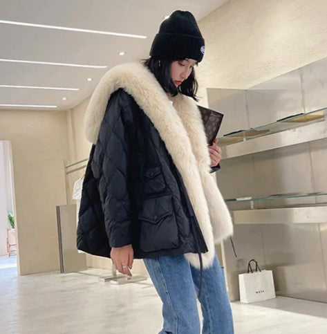 Chaqueta con cuello de piel