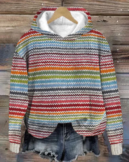Sudadera con capucha multicolor y manga larga