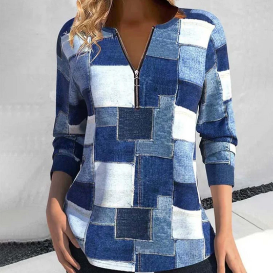 Ulrike | top moderno de manga larga con estampado geométrico para mujer