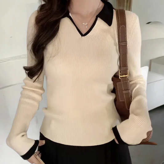 Maribel | jersey de mujer con cuello en contraste