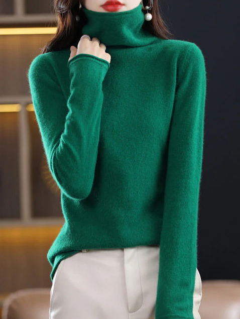 Helena winter chic: jersey de cuello alto de pura lana para un estilo elegante