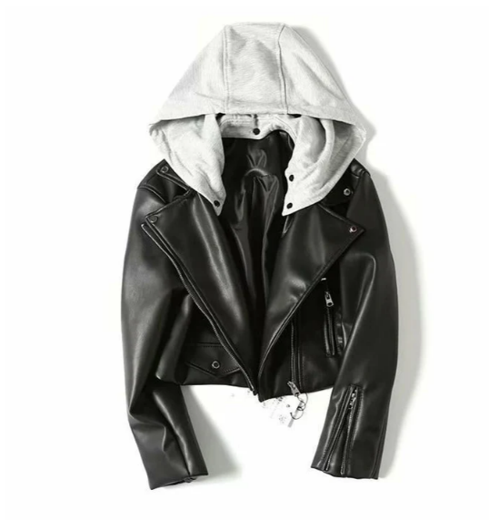 Kaila | chaqueta de cuero para mujer con capucha