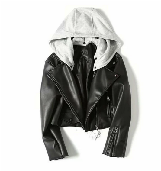 Kaila | chaqueta de cuero para mujer con capucha