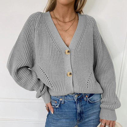 Samantha - cálido jersey de punto con cuello de pico