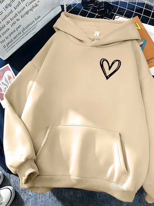 Madel | Sudadera oversize con capucha y estampado de corazones para mujer