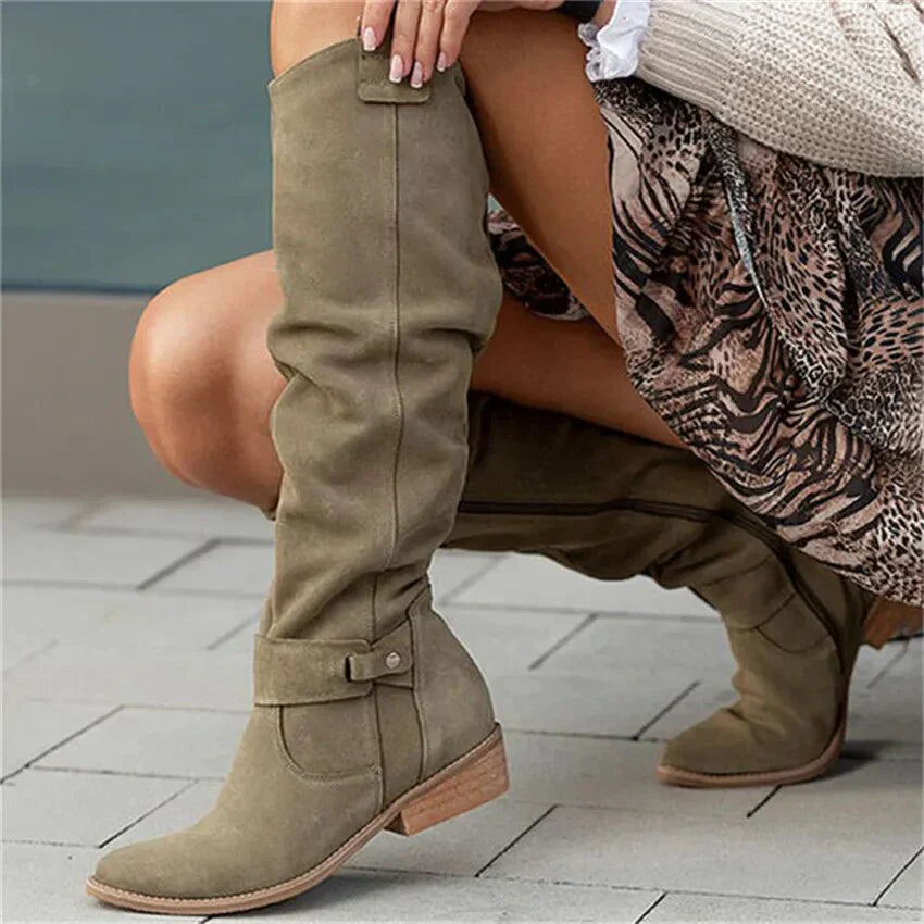 Botas largas de invierno con cremallera para mujer