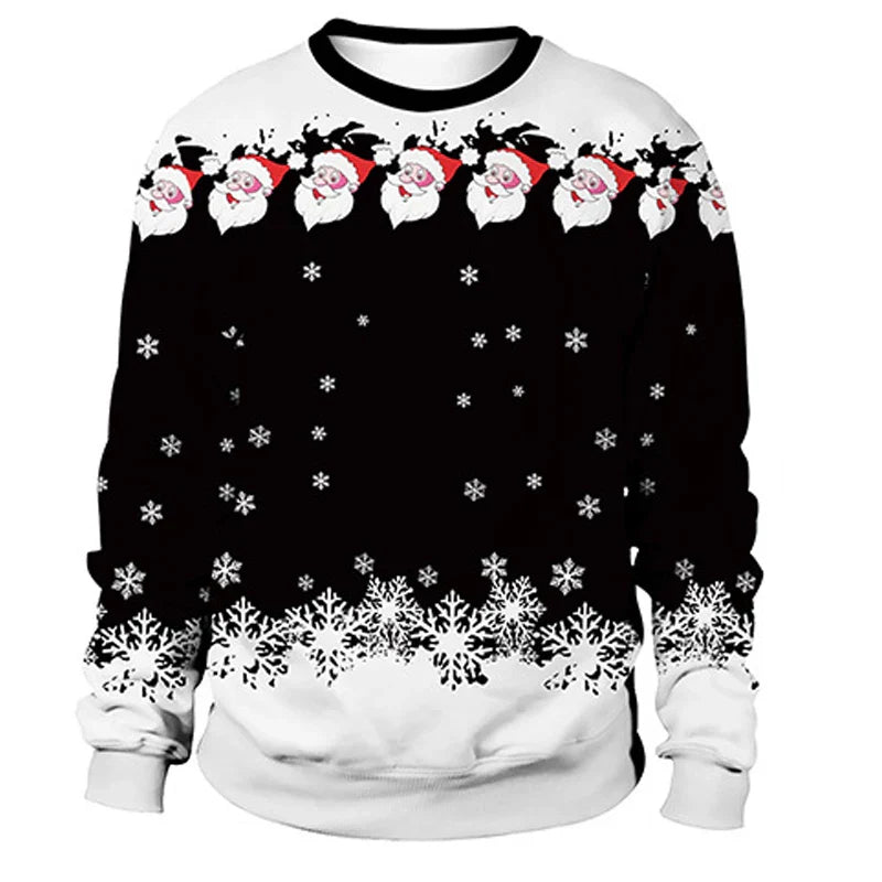 Dietmar | Cálido jersey con escote redondo y estampados navideños en 3D para hombre y mujer