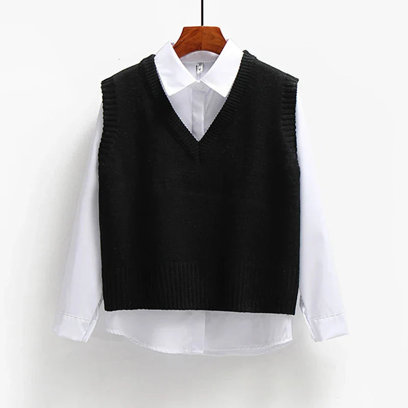 Diana | Jersey de punto sin mangas con cuello en V y corte holgado para mujer