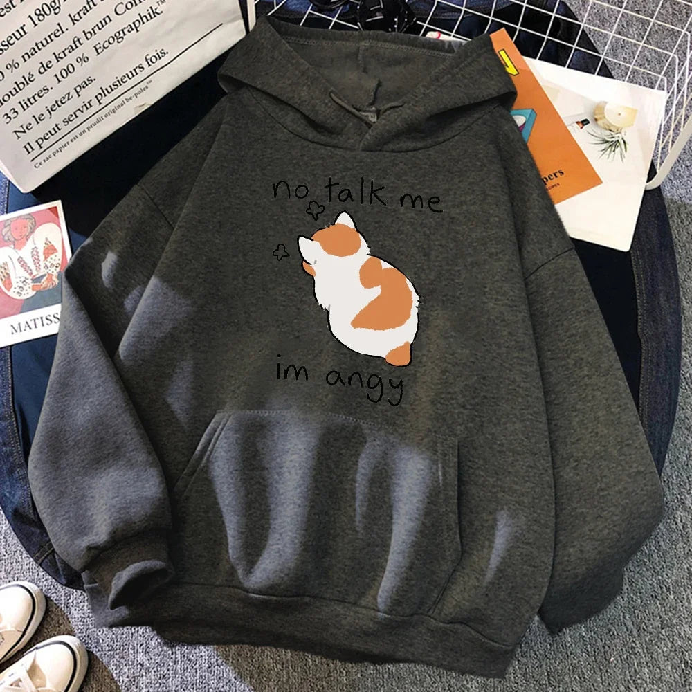 Grethe | Sudadera oversize con capucha y estampado de gatos para mujer
