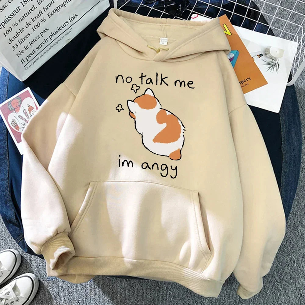 Grethe | Sudadera oversize con capucha y estampado de gatos para mujer