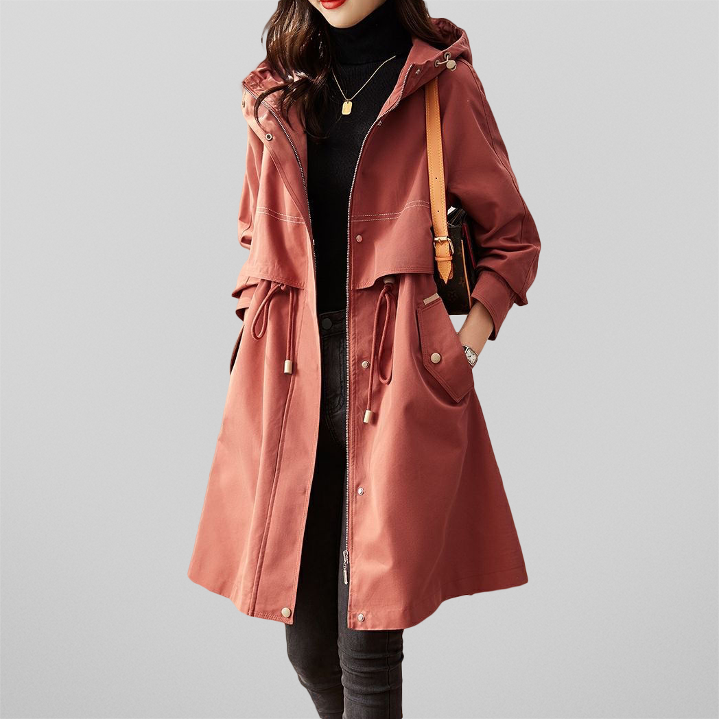 Chaqueta roja de señora con capucha