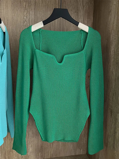 Top de punto elástico para mujer