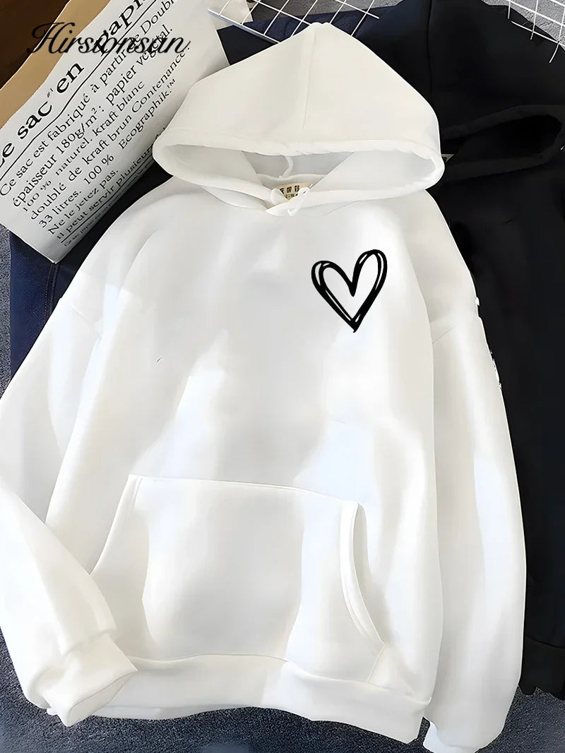 Madel | Sudadera oversize con capucha y estampado de corazones para mujer