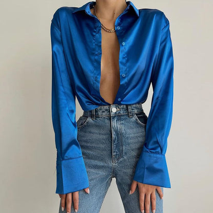 WijnandasBlusa I Blusa De Raso Para Mujer
