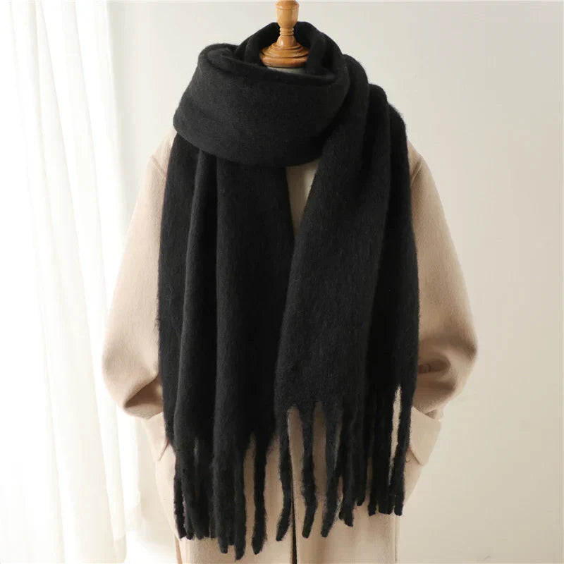 Velucci | Cashmere Bufanda de invierno caliente con borlas grandes