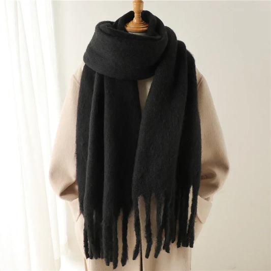 Velucci | Cashmere Bufanda de invierno caliente con borlas grandes