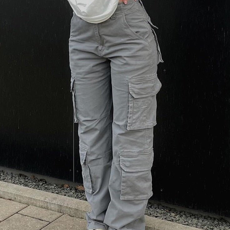 Zibiah - Pantalones cargo con bolsillos para mujer