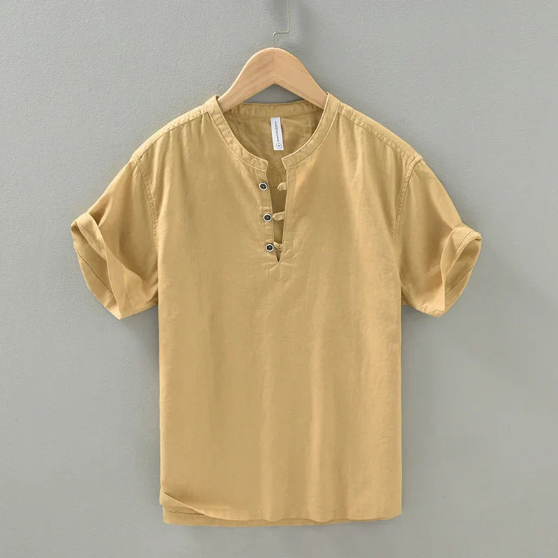 Męska koszulka Henley krótki rękaw