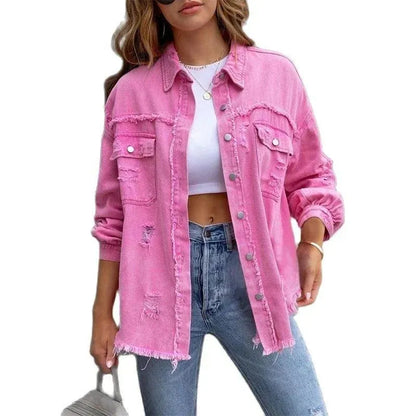 Chaqueta vaquera oversize informal para mujer