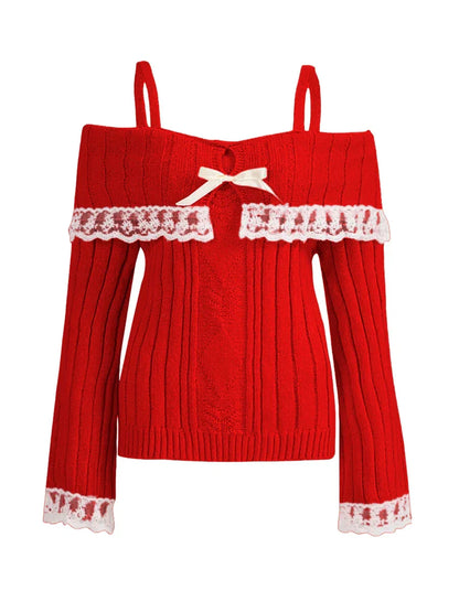 Jersey sin hombros con lazo para mujer