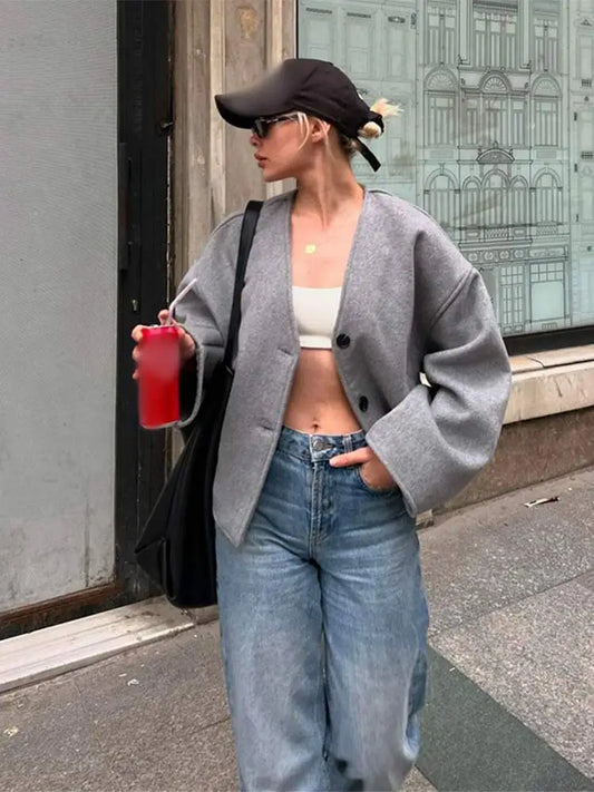 Sally | Chaqueta retro de doble botonadura para mujer, estilo urbano y elegante