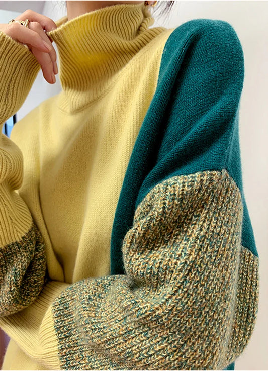 Lottie | Jersey holgado con cuello alto en contraste para mujer